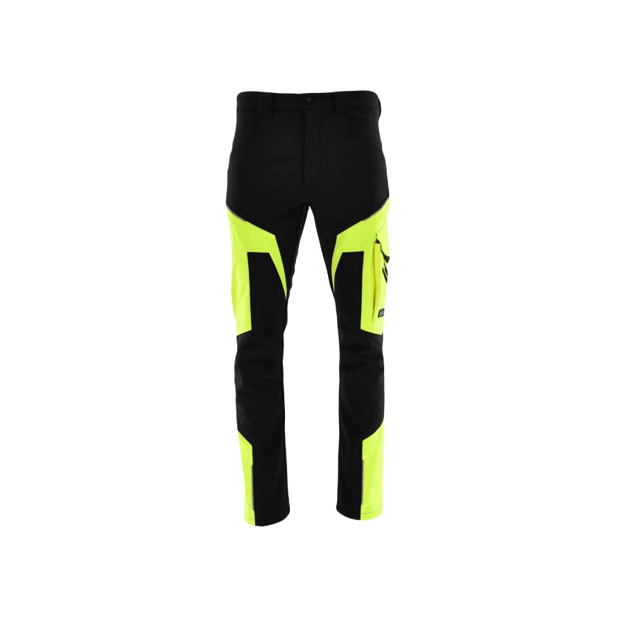 SARA WORKWEAR Pantalon de travail d'hiver doublé pour homme, noir/jaune fluo, pantalon softshell