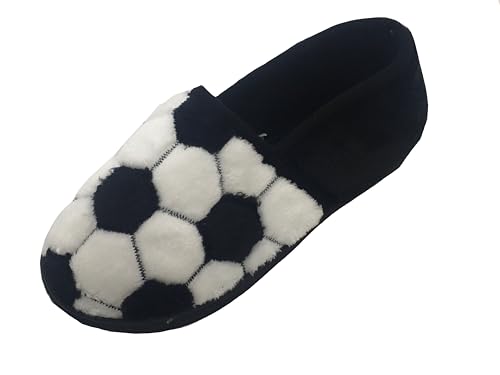 GladRags Boys or Girls Football Style Slippers, Black White, Size 2