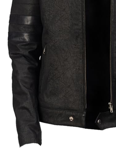 Mens Real Snuff Black Leather Jacket – Genuine Leather Motorcycle Biker Coat with Front Zipper & Stylish Pockets4