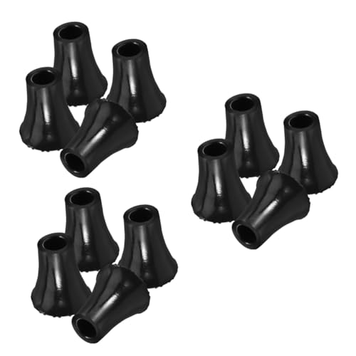 NOLITOY 3sets Crutch Pads Walking Stick Cane Tips Replacements Trekking Pole Foot Cover Crutch Feet Sleeves Trekking Poles Anti-Skid Tip Pads for Crutches Cane Tips PVC Black 4pcs*3