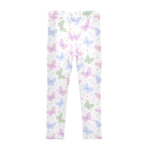 Girls' Athletic Leggings Ankle Length Yoga Dance Pants Kids Teen 4T Small Butterfly2
