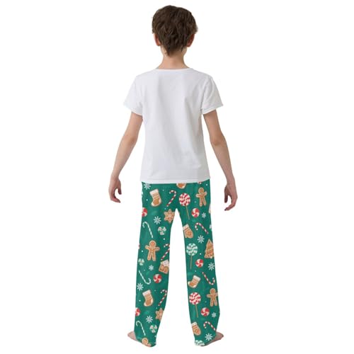 ZZXXB Gingerbread Candy Cane Boys Long Pants Soft Trousers Elastic Waist Kids Lounge Bottoms with Pockets S-XL3