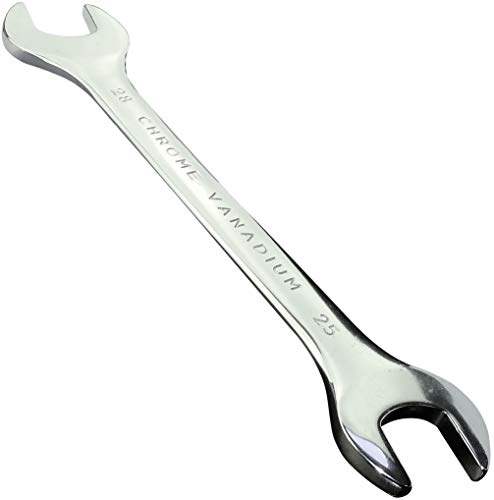 AERZETIX - C45475 - Clé plate double 25x28mm - clé à fourche - clé classique manuelle en acier CR-V pour/serrage/assemblage/- manche droite polie - couleur argent