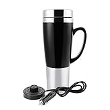 12V Car Kettle Boiler - 450ml Electric Water Insulated Car Mug - Travel Heating Cup Kettle - Car Heating Travel Cup - for Hot Coffee/Milk/Tea(Black)