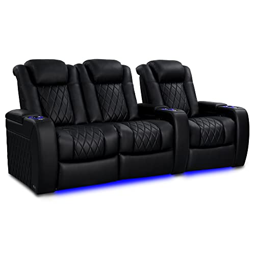 Valencia Tuscany Heat & Massage Edition Home Theater Seating|Premium Top Grain Italian 11000 Nappa Leather, Power Recliner, Power Lumbar & Headrest, LED Lighting (Row of 3 Loveseat Left, Black) Valencia Tuscany Heat & Massage Edition Home Theater Seating|Premium Top Grain Italian 11000 Nappa Leather, Power Recliner, Power Lumbar & Headrest, LED Lighting (Row of 3 Loveseat Left, Black)