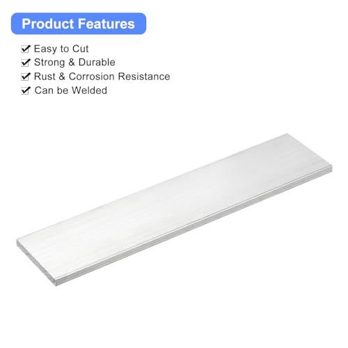 Image of uxcell Square Aluminum Flat Bar, 1 /4 inch Thick 2.2 inch Width 10 inch Length Square Aluminum Bar 6061 Aluminum Flat Plate, 6 x 55 x 254mm T6511 Solid New Mill Stock for Industrial Building