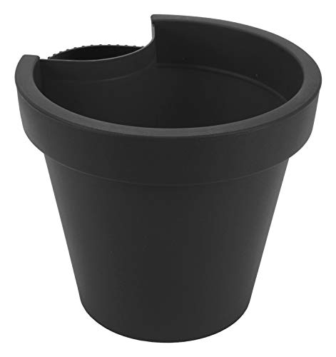 Spetebo Fallrohr Blumentopf 24 x 21 cm - anthrazit - Regenrohr Hänge Pflanztopf rund - Kunststoff Pflanzkübel mit Befestigungsgurt Pflanzgefäß mit Entwässerungsloch