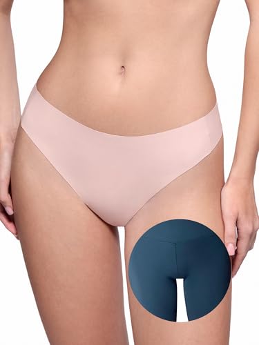 Image of LUCKMEEY Cotton Thongs for Women Seamless Thongs for Women No Show Thong Panty Liners Workout G-String Thongs Underwear