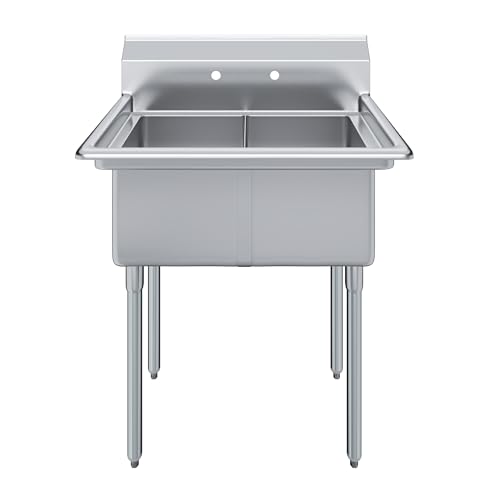 Image of AmGood 22 in. x 34 in. Stainless Steel Two Compartment Sink with 14 in. x 16 in. x 11 in. Bowls