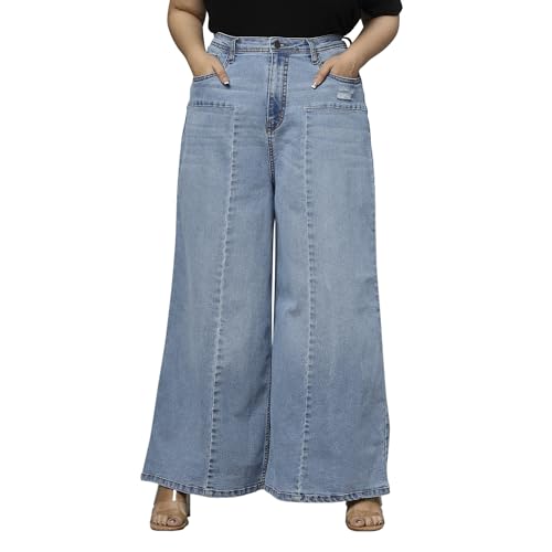 Image of TURNING BLUE Extra Wide High Rise Stretchable Plus Size Jeans for Women