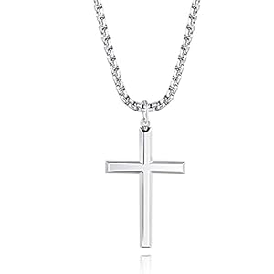 FANCIME 925 sterling zilver wit verguld kruis hanger met roestvrij stalen ketting voor heren jongens en kinderen…