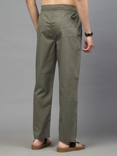 Image of Majestic Man Comfort Fit Solid Cotton Casual Lounge Pyjama with Elastic Waist, Drawstring & Zip Closure