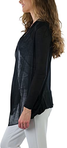 Image of ToBeInStyle Womens Open Front Long Sleeve Lightweight Asymmetrical Draped Cardigan with Side Pockets