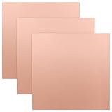 TAICHEUT 3 Pack 12 x 12 Inch Pure Copper Sheet, 24 Gauge Copper Plate with Double Protection Film Metal Copper Sheets for Crafting, DIY, Jewelry Making and Electrical Repairs
