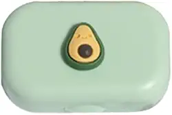 Estojo de lente de contato 3D Fruit com espelho – portátil, leve para casa e viagem (verde)
