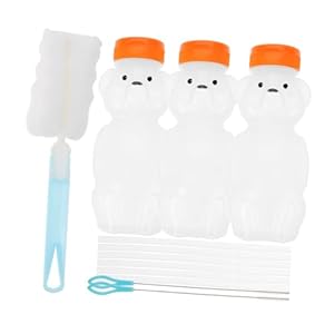 Alipis 1 Lot De Bouteilles De Petit Déjeuner En Forme D'Ours Bouteille Vide De Jus D'Ours Vide De Jus D'Ours Rechargeable s À Presser Au Miel Petite