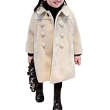 GLIGLITTR Toddler Baby Girl Winter Coat Dress Coat Warm Jacket Long Sleeve Button Trench Coat Kids Peacoat Outwear Clothes(2-3T, Beige)