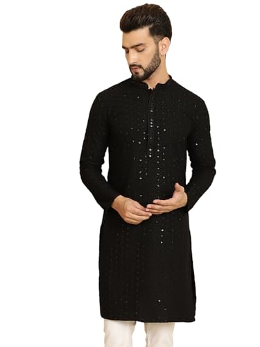 Sojanya (Since 1958 Men'S Pure Cotton Embroidered Sequined Only Long Kurta