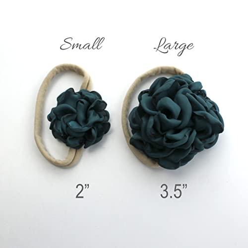 My Lello Baby Girl Ruffle Singed Rose Nylon Elastic Headbands Set 2pcs - Color Options4