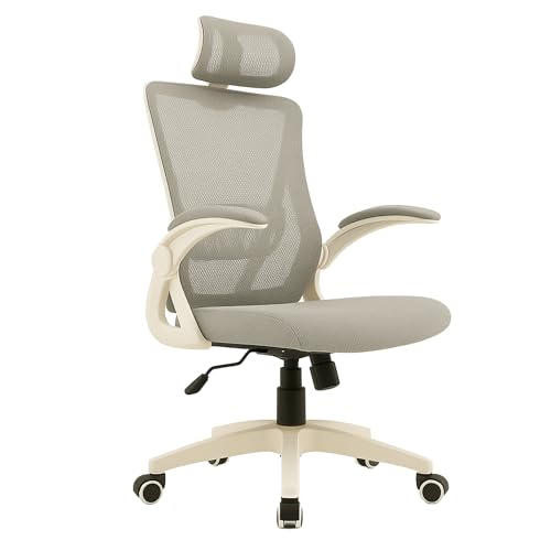 Cadeira de Escritório Ergonômica Cinza, Malha Respirável e Encost...