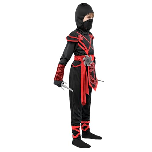 Spooktacular Creations Halloween Ninja Costume Kids, Ninja Dragon Jumpsuit Set, Boys Halloween Costume for DressUp Party