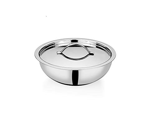 Image of Bhalaria Triply Stainless Steel Tope with Lid Flat Bottom -13 | 2.5L Capacity | Gas & Induction Compatible | 2X Faster Heating | Easy to Clean | Less Oil Use|100% Food Safe | Durable Cookware Silver