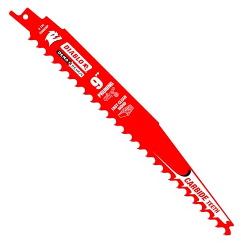 Diablo Demo Demon Carbide Tipped Reciprocating Saw Blades for Pruning and Clean Wood - Carbide Tooth Design - 9