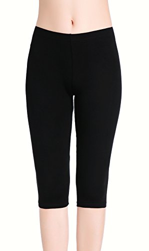 Image of CnlanRow Women Summer Short Leggings for Under Skirt 3 /4 Capri Cropped Shorts Yoga Pants