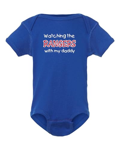 Curiositees Watching the Rangers with My Daddy Baby Boy's Bodysuit Outfit Tee - Royal