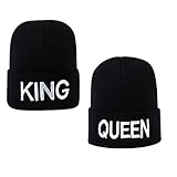 Yueser Coppia Berretto a Maglia King & Queen Warm Stylish Lettera Ricamo Beanie Hat,Nero