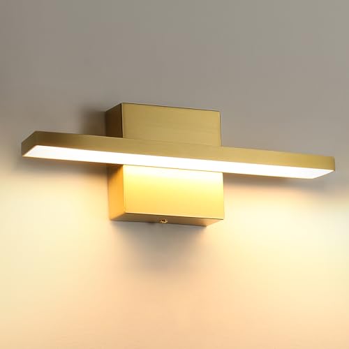 Image of Modern Bathroom Light Fixtures Over Mirror 12 Inch 11W Brushed Brass Vanity Light Bar for Bathroom Wall Sconce 3000K