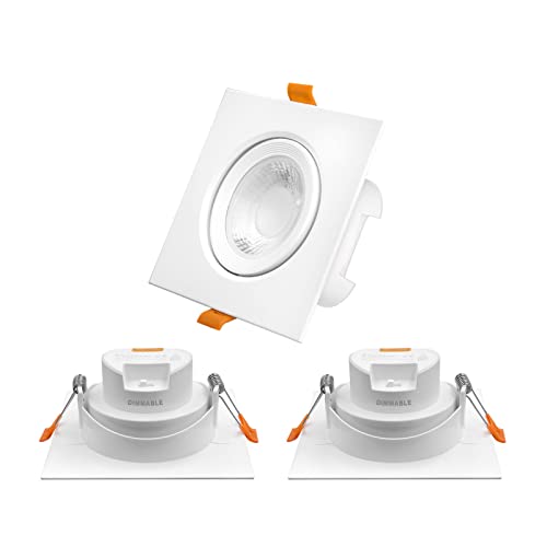 Lampe LED Plafond Spot Encastrable Orientable 10W Spots Carré Plafonnier Dimmable 900Lm Blanc Chaud et Froid Ajustable Diamètre Trou de Plafond 90-100MM Lot de 3 de ENUOTEK Cover
