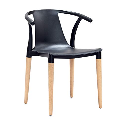 AT la Silla de Comedor de Madera Maciza,la Silla de Reposabrazos de Moda para el Hogar,Utilizada en Centros Comerciales,Oficinas,Etc,Se Puede Superponer Teniendo Fuerte/Negro / 46 x 46 x 76