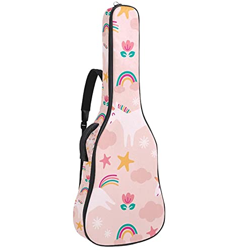 Housse de guitare acoustique 106 cm licorne et fleurs rembourrée