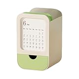 Pen Holder, Pen and Pencil Organizer, Storage Container with Built In Drawer, Integrated Desk Calendar Design, Multifunctional Stationery Box for Offices, School, Home, Classroom, 3.15x3.23x5.2 inches