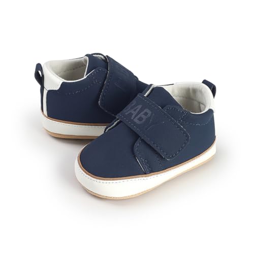 Image of HsdsBebe Baby Boys Girls Pu Leather Hard Bottom Walking Sneakers Toddler Rubber Sole First Walkers Infant Cartoon Slippers Crib Shoes