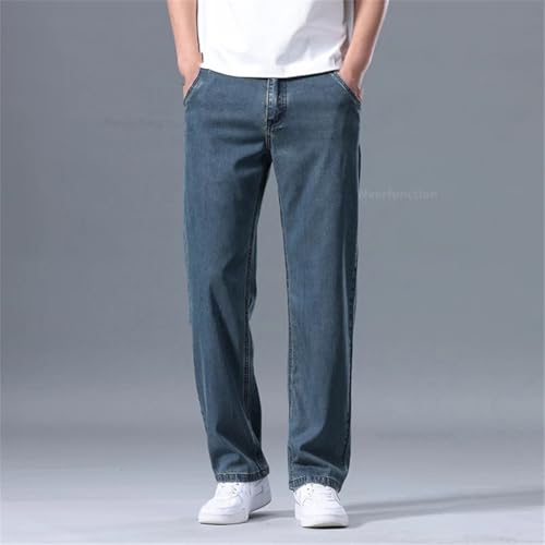Men's Multi-Pocket Skinny Jeans Thin Zipper Casual Pants, Loose Draped Straight Jeans2