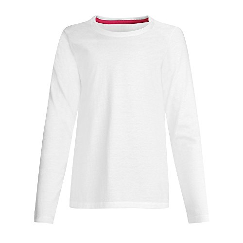 Hanes by Girls' Long-Sleeve Crewneck T-Shirt_White_L