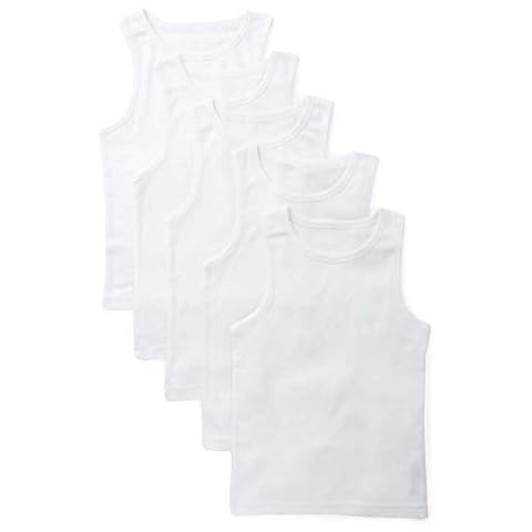 Children's Boys Girls Kids White Vest Cotton Summer Back 2 School Wear Tank Top 2-13 Years (Boys Vest Top, 6-8 Years) Cover