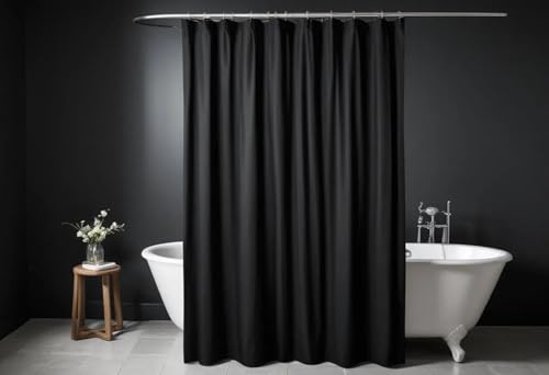 Rideau de douche noir 75x190 en tissu polyester souple lavable en machine - 3