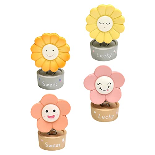 HAWILLOSCH 4 Piezas Adornos De Resina Baile Solar Flores Danzantes Alimentadas por Energía Solar Accesorios Interiores del Coche Decoraciones Automóvil Decoración del Coche Figurilla Panel