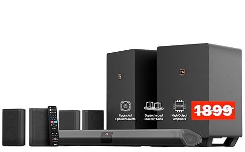 Nakamichi Shockwafe Ultra 9.2.4 Channel Soundbar System with Dolby Atmos/DTS:X, Dual 10' Subwoofers, 4 Rear Surround Speakers, 1300 Watts Max Output Power