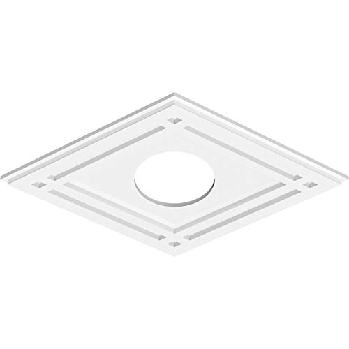 Image of Ekena Millwork CMP26X17DD-06000 Diamond Architectural Grade PVC Contemporary Urethane Ceiling Medallions 26 inchW x 17 3 /8 inchH x 6 inchID x 9 inchC x 1 inchP
