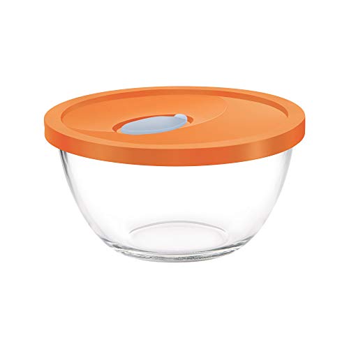 Image of Treo by Milton Mixing Glass Bowl 500 with Flexi Lid, 440 ml, 1 Piece, Transparent | Serving Bowl | Snacks | Salad | Noodle | Cereal | Kitchen Container | Microwave Safe | Dishwasher Safe | Food Safe
