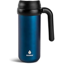 Manna Mocha Double-wall Vacuum Insulated Travel Mug with Leak-proof Easy-Align Lid - 16 Oz - Sapphire