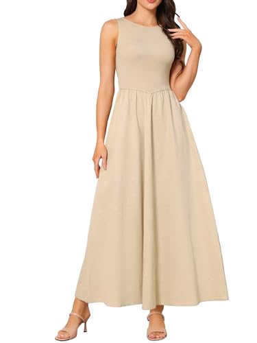 Image of Allegra K Sleeveless Maxi Dress for Women's A-Line Casual Tank Dress