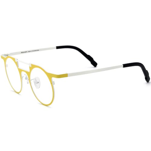 Image of FONEX Colorful Pure Titanium Glasses Frame Women Retro Round Eyeglasses F85782