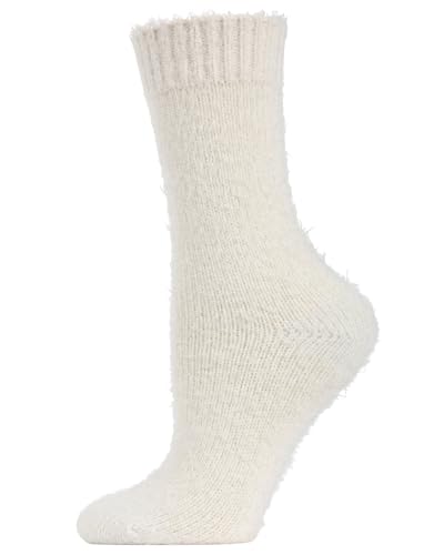 Image of MeMoi Women's Solid Plush Fuzzy Warm Crew Sock