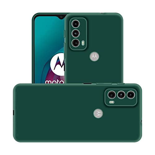 Image of Case Creation Liquid TPU Silicone Cover for Moto E30 Soft Case,Anti-Dirty Slim Case Frosted Matte Cute Candy TPU Raised Bezel (Splash of Color) Back Case Cover for Motorola Moto E30 -Lake Green