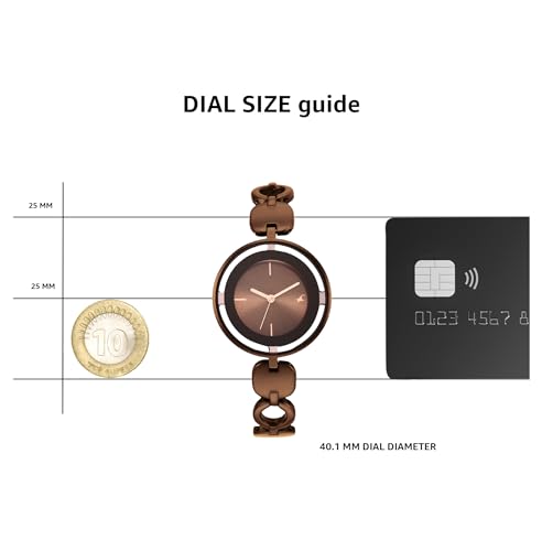 Image of Fastrack Glitch Quartz Analog Brown Dial Brown Metal Strap Watch for Girls - NT6237QM01